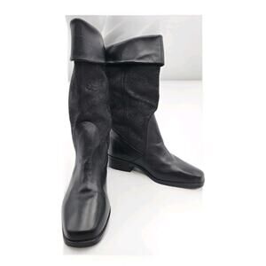 Markon Suela Floral Rose Embossed Suede Leather Boots Women's Sz 8W Mid-Calf